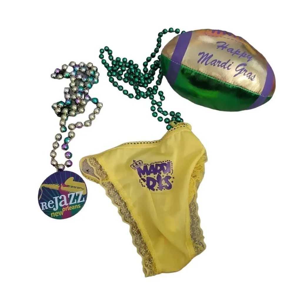 Mardi Gras necklace football panties Bundle